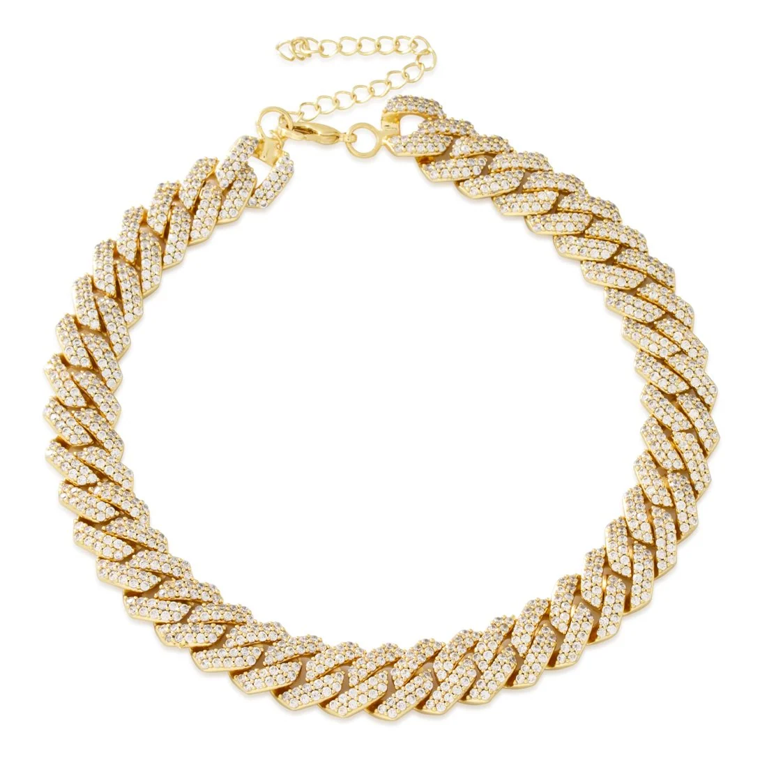 15 mm łańcuch choker Miami Cuban Link z diamentowym cięciem