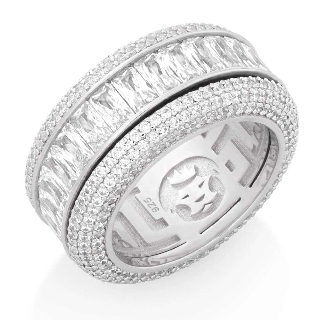Anello Icy Spinner con Taglio Baguette