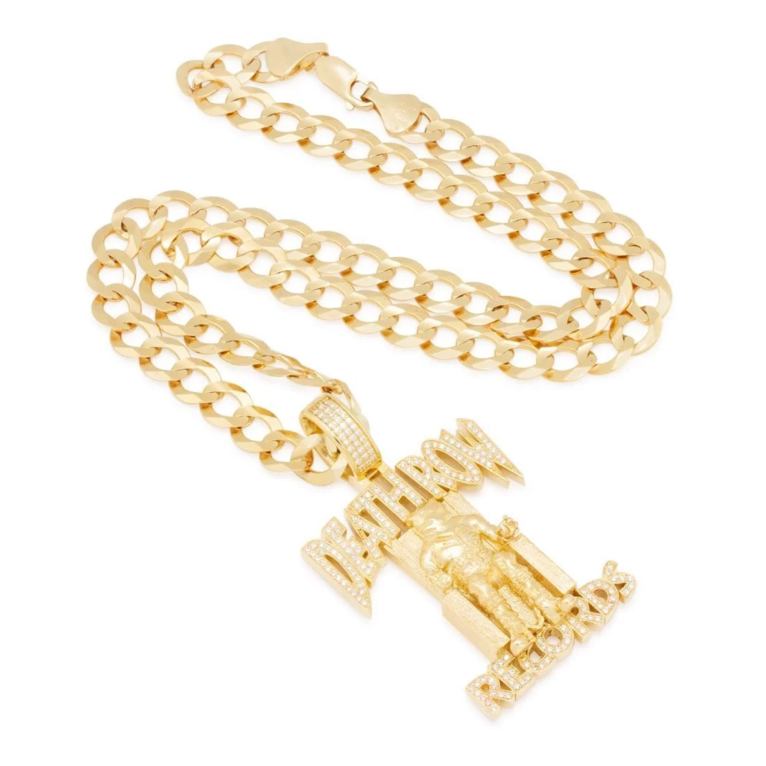 Death Row Records x King Ice - Solid Gold Iced Logo Necklace