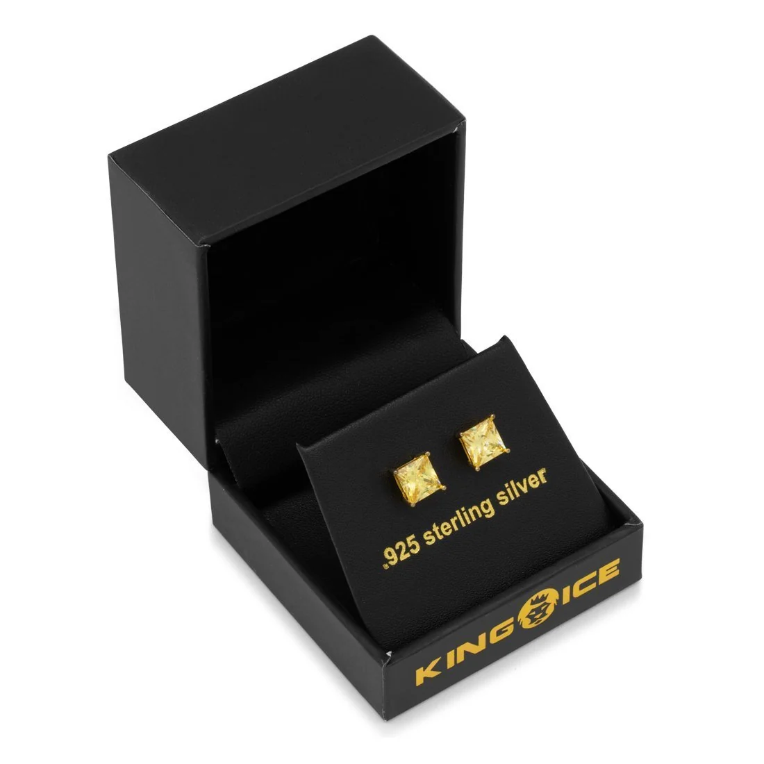 Yellow Princess-Cut Stud Earrings