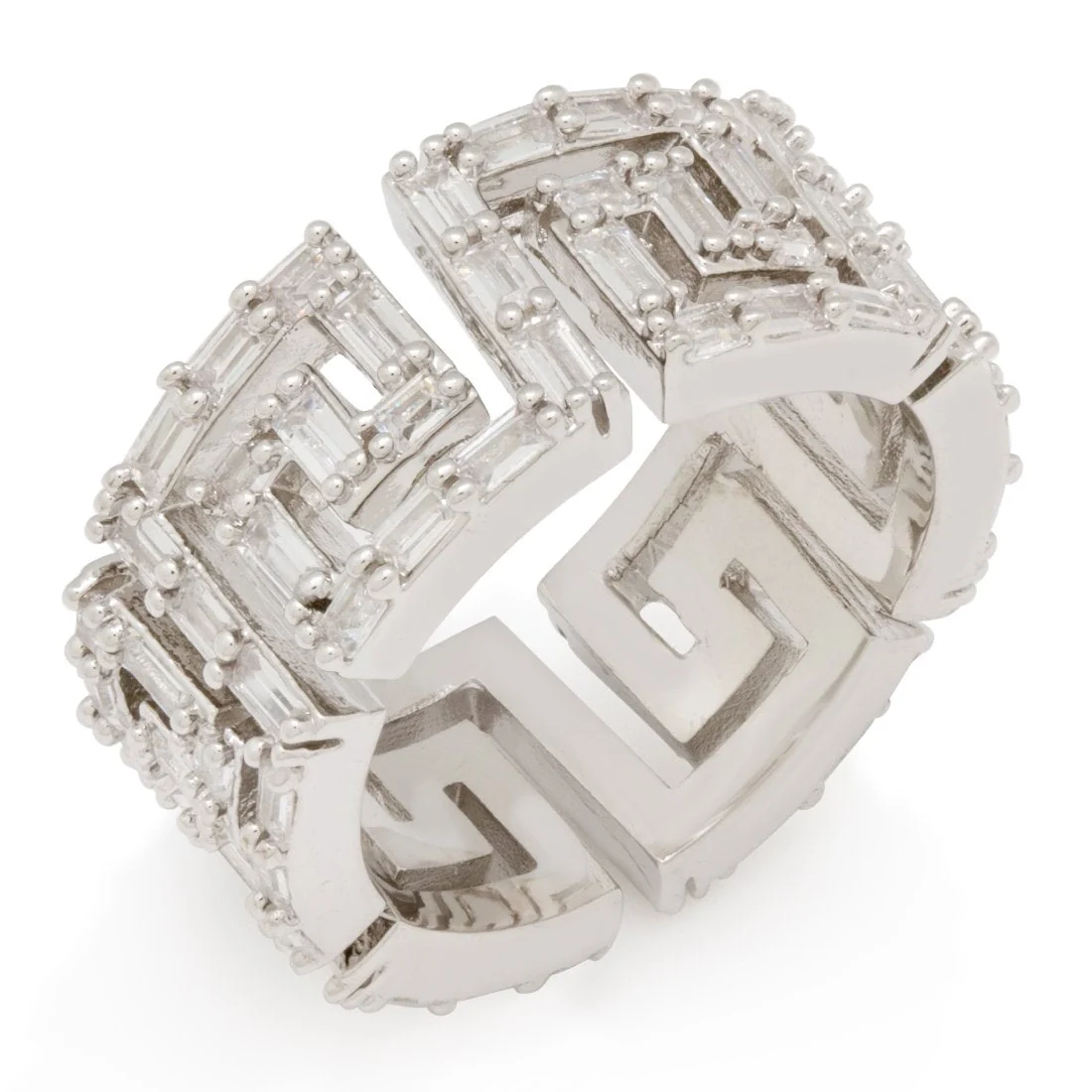 Pierścionek Iced Greek Key