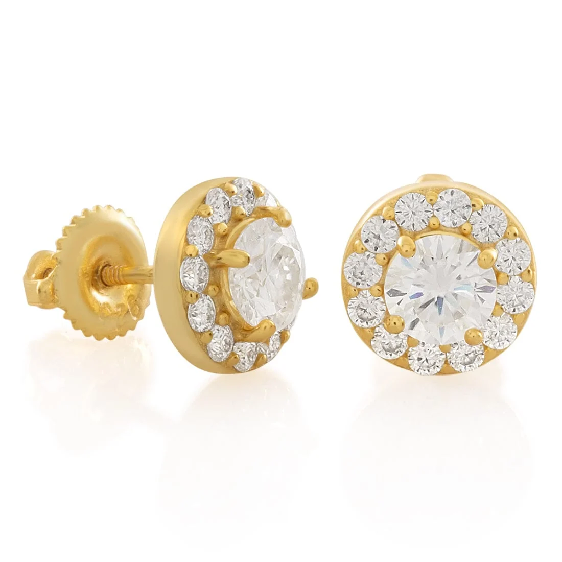 Moissanite Halo Brilliant-Cut Stud Earrings