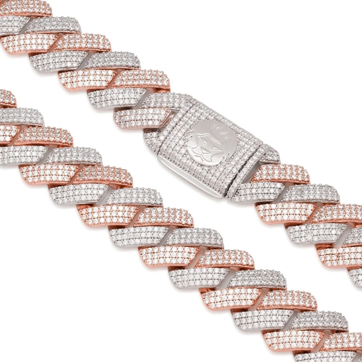Catena Miami Cuban Link 18mm Rose Gold Iced Diamond-Cut