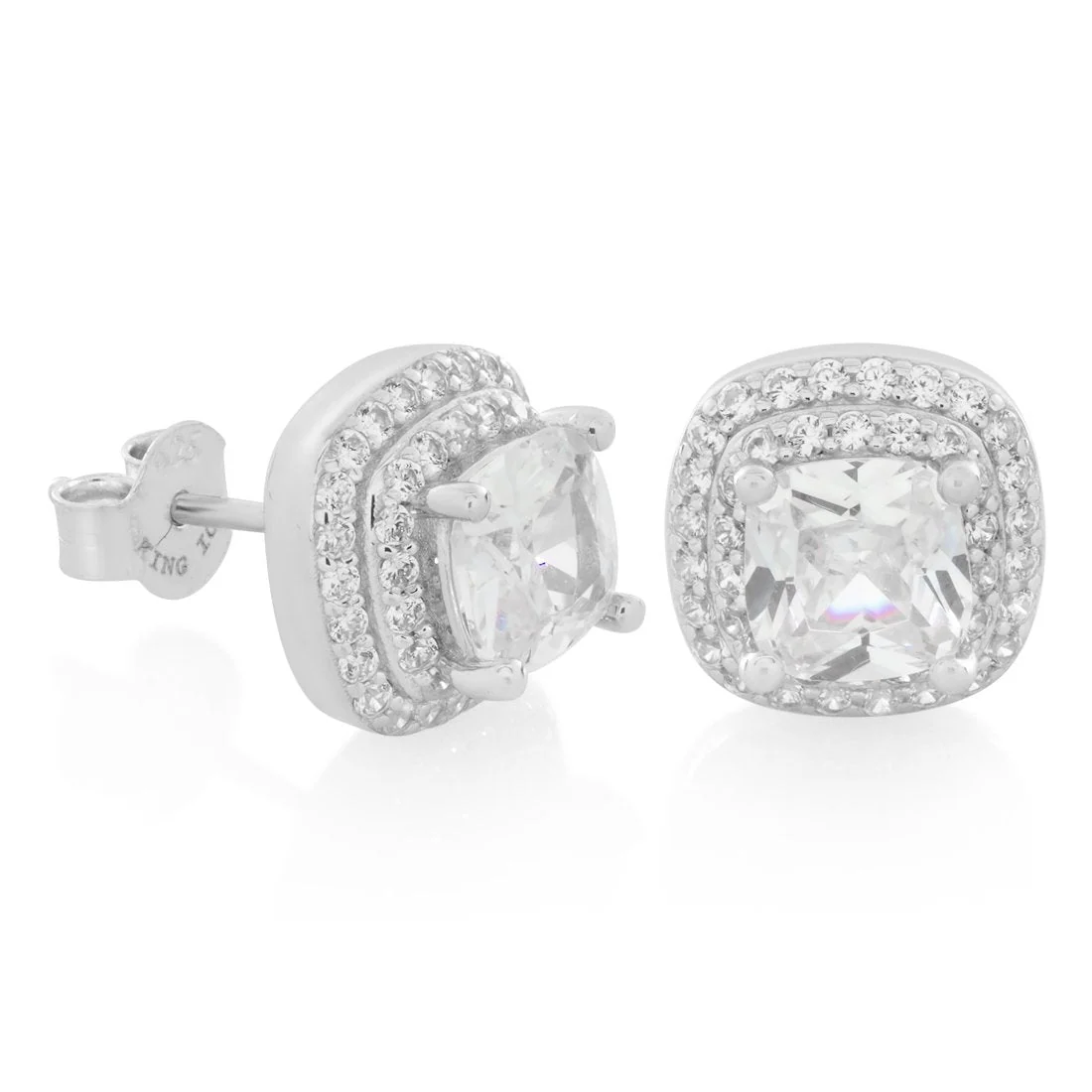 Halo Cushion-Cut Stud Earrings