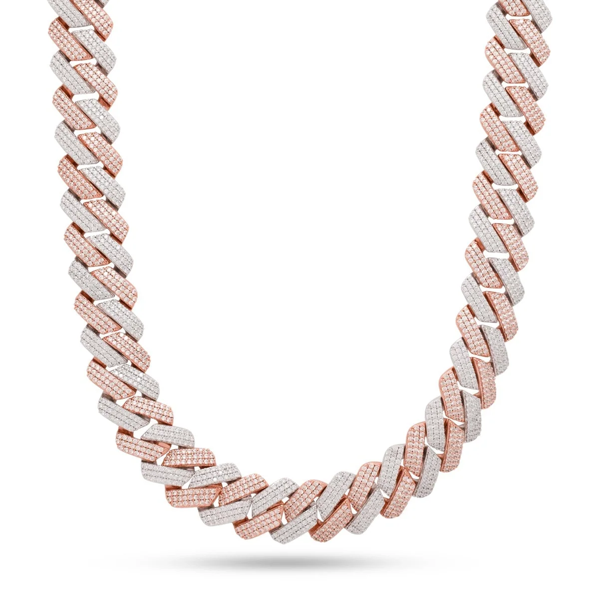 Catena Miami Cuban Link 18mm Rose Gold Iced Diamond-Cut