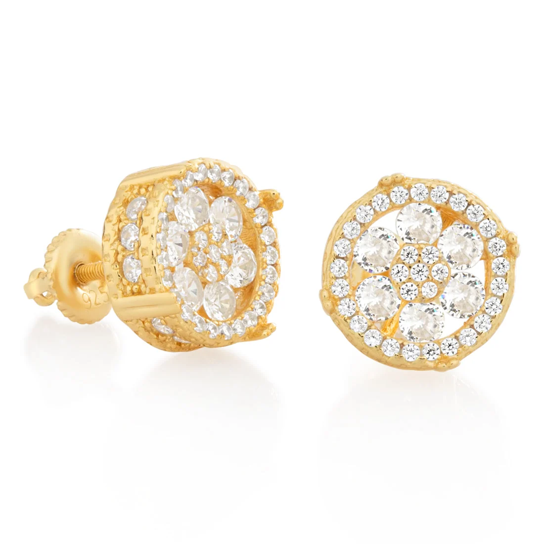 Round Cluster Stud Earrings