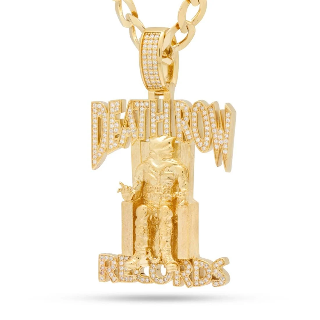 Death Row Records x King Ice - Solid Gold Iced Logo Necklace