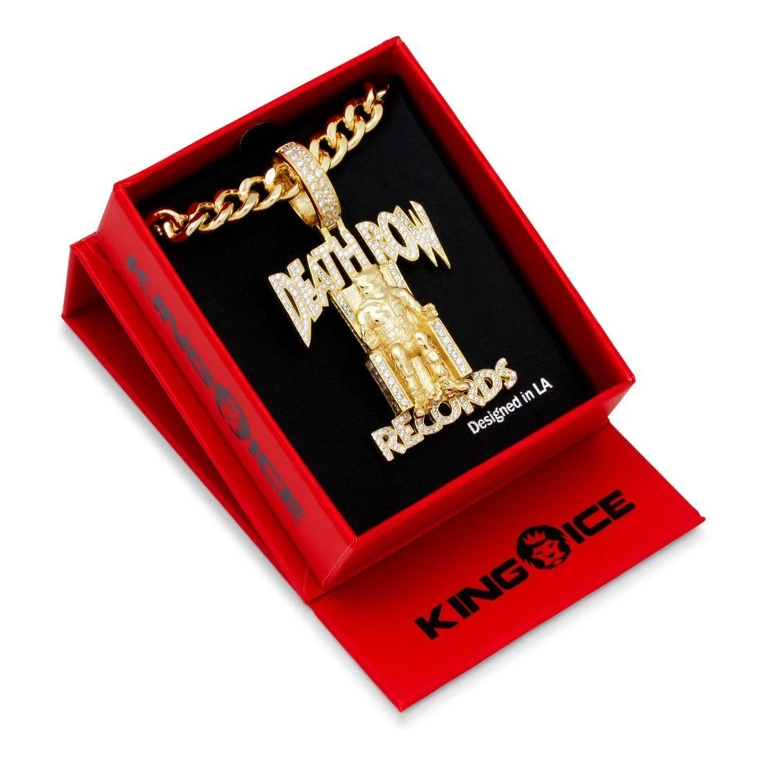 Death Row Records x King Ice - Solid Gold Iced Logo Necklace