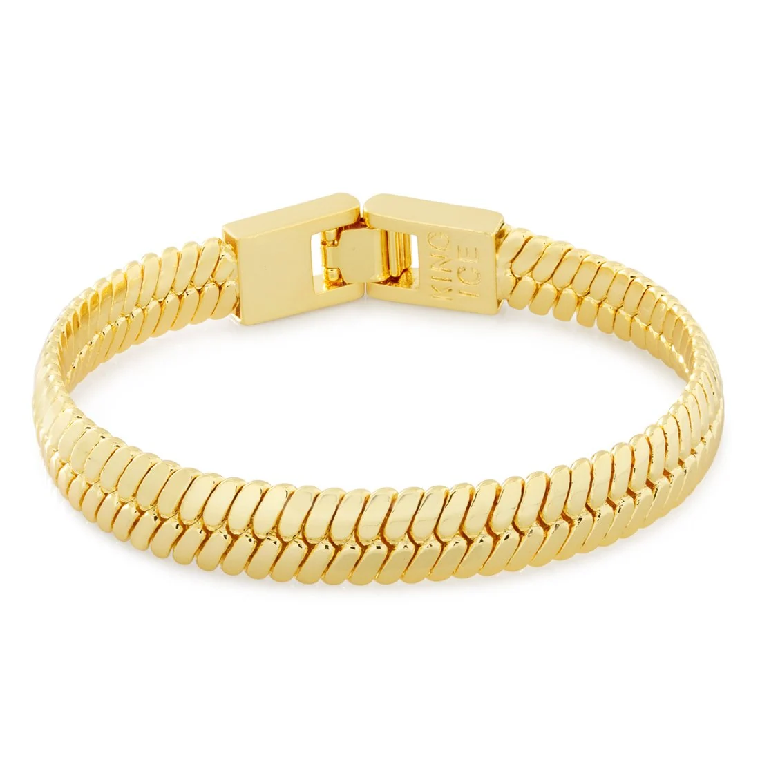 Solid Gold 10mm Thick Herringbone Bracelet