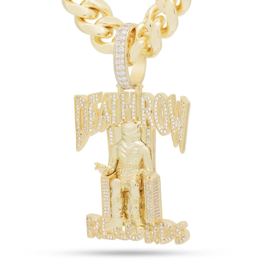 Death Row Records x King Ice - Solid Gold Iced Logo Necklace