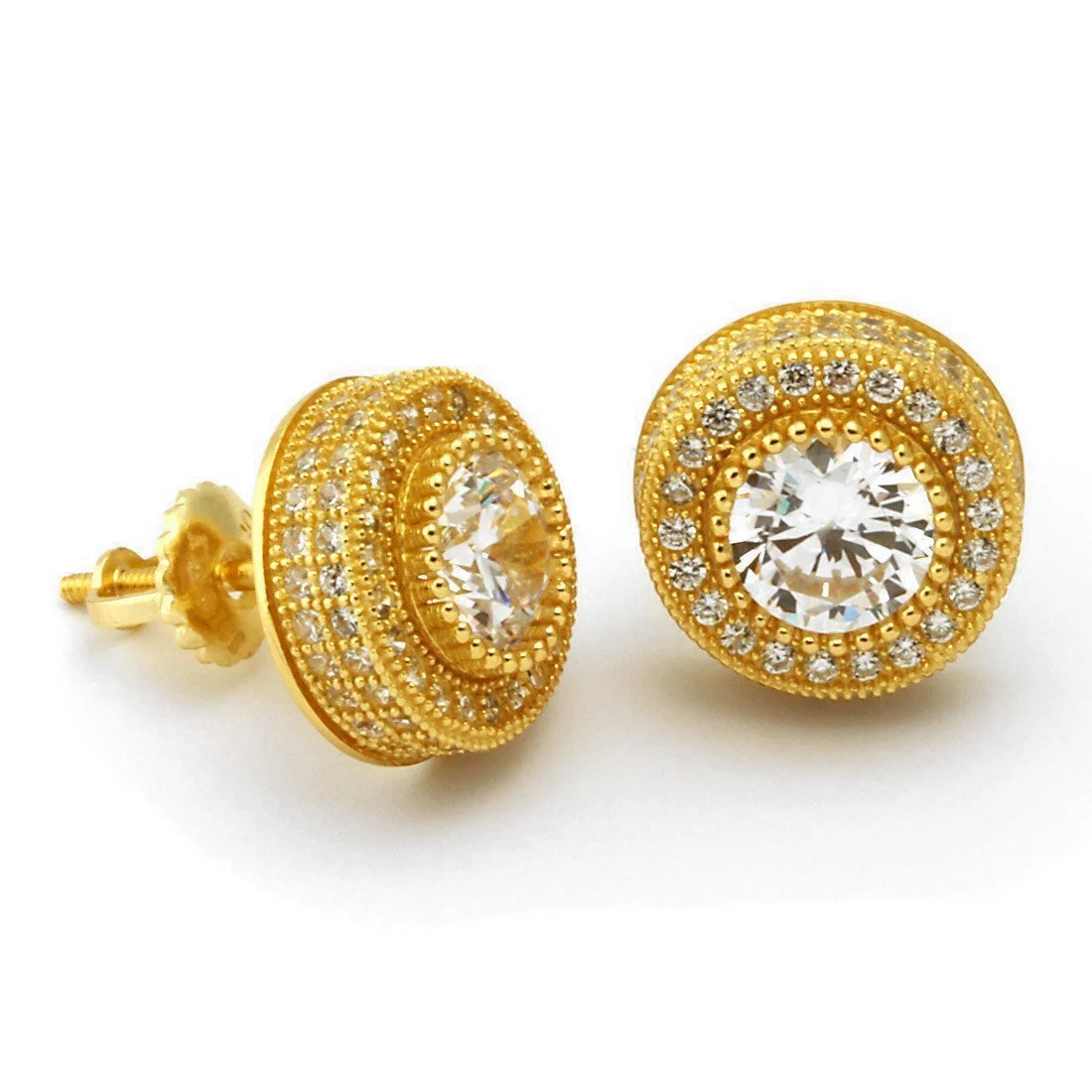 Iced Button Stud Earrings