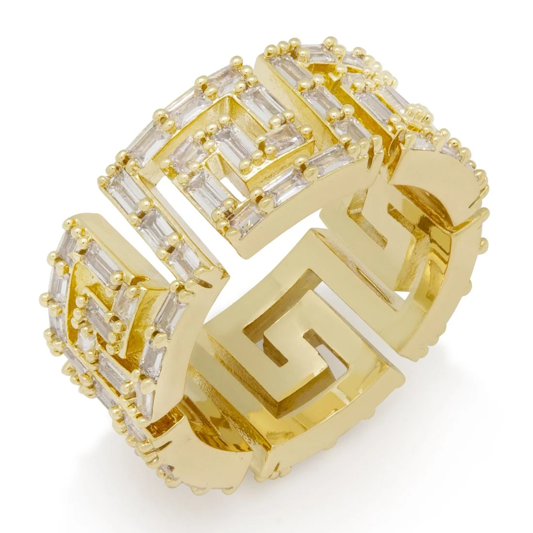 Pierścionek Iced Greek Key